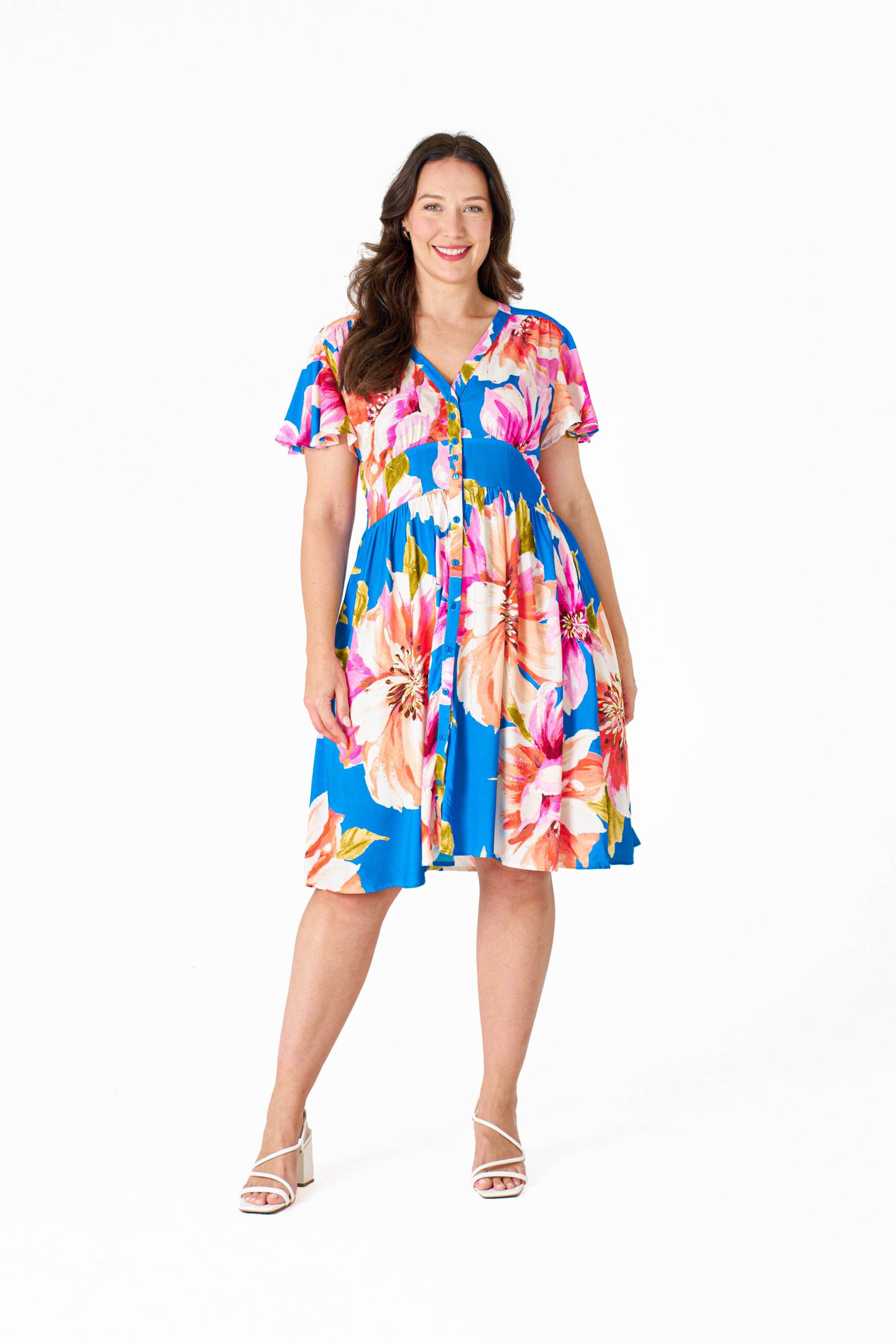 Ela Dress in Blue Floral Print
