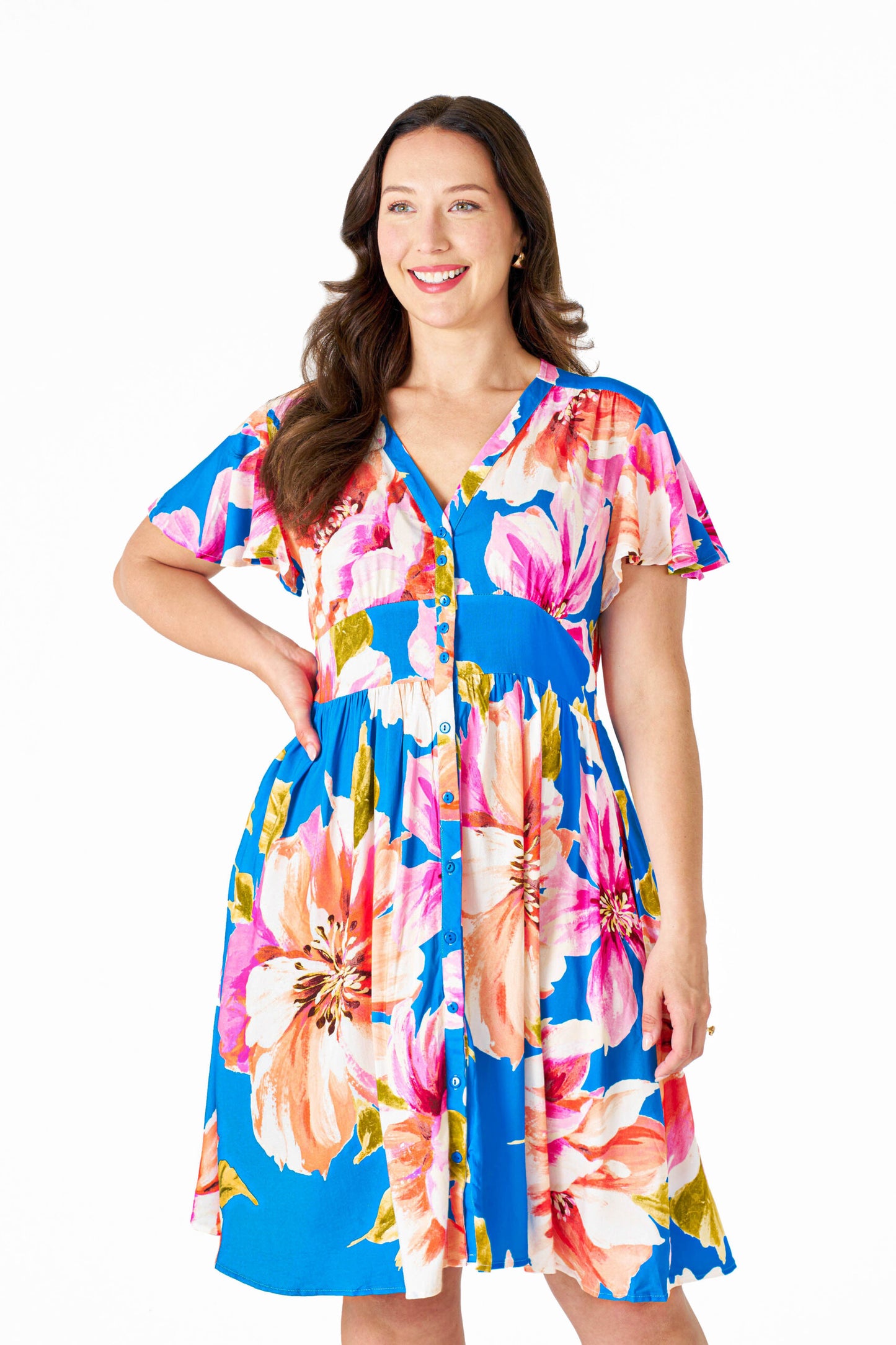 Ela Dress in Blue Floral Print