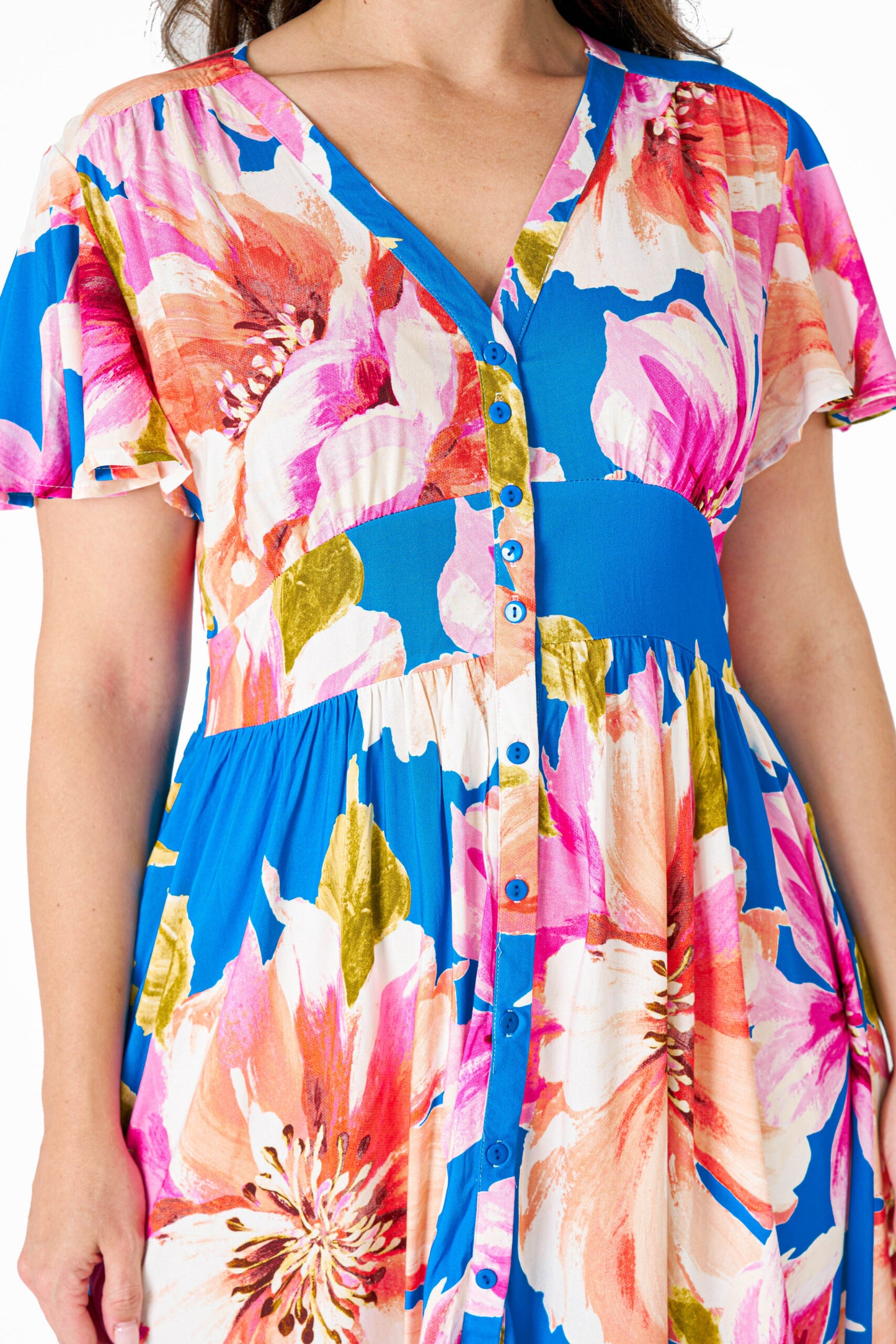 Ela Dress in Blue Floral Print