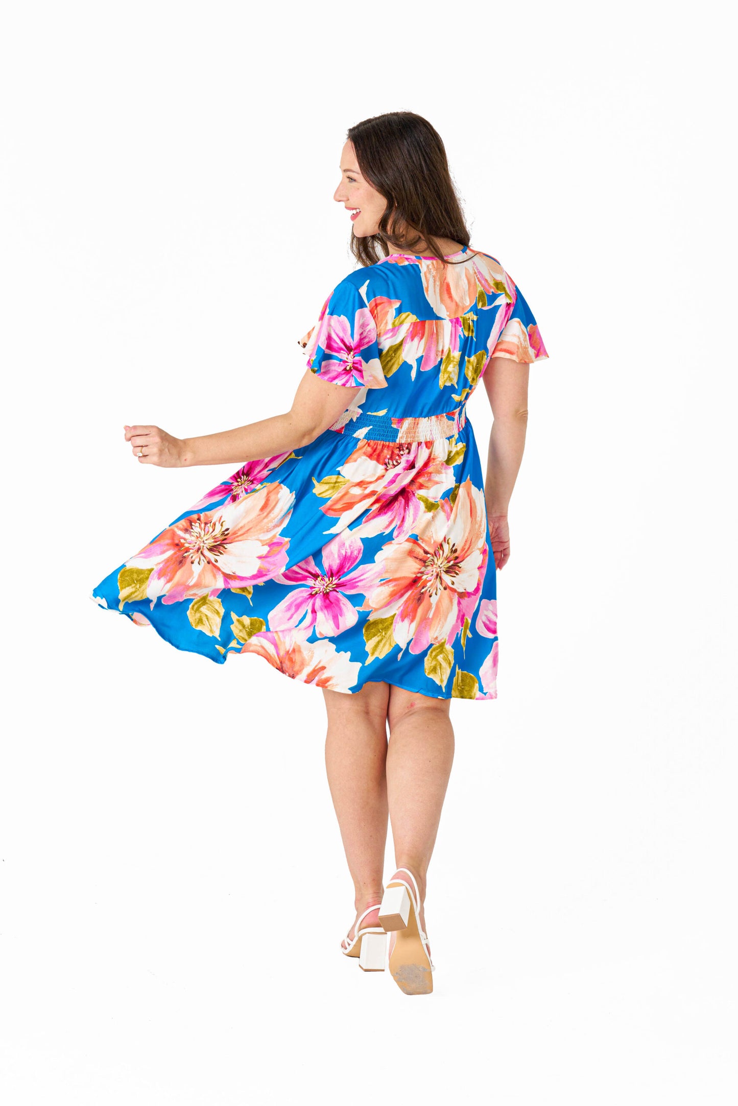 Ela Dress in Blue Floral Print