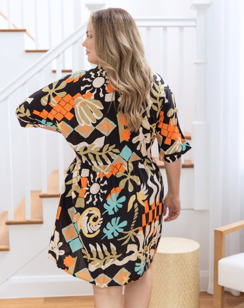 Ava Dress in Sunset Aztec