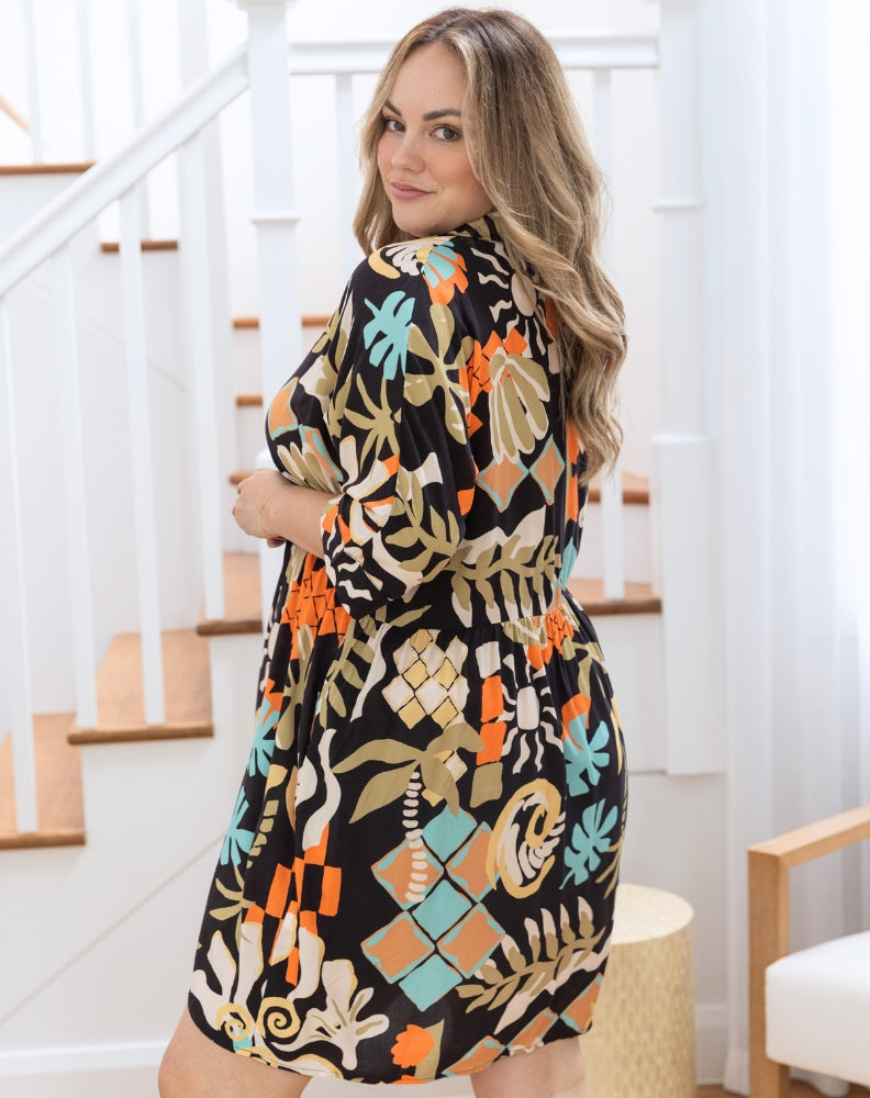 Ava Dress in Sunset Aztec