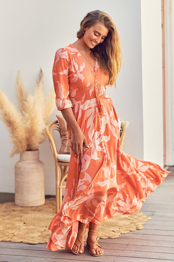 Indiana Maxi Dress in Summer Sunset Print