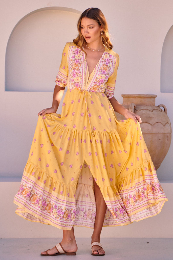 Tessa Maxi Dress in Golden Hour Print